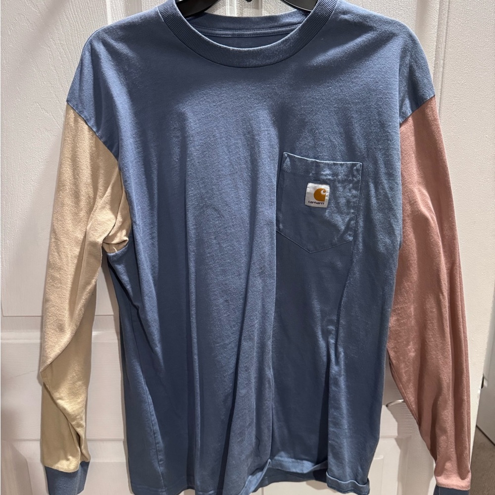 Carhartt Colorblock Long Sleeve Shirt - Blue, Cream, Pink